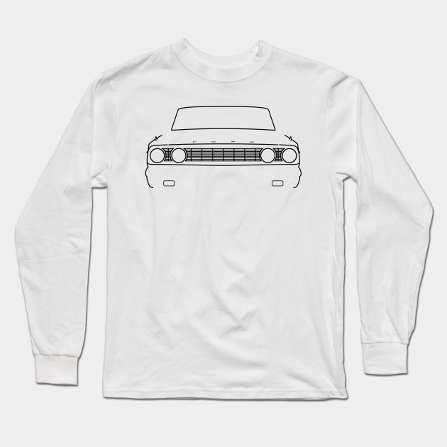 Ford Fairlane 1964 classic car outline graphic (black) Long Sleeve T-Shirt by soitwouldseem